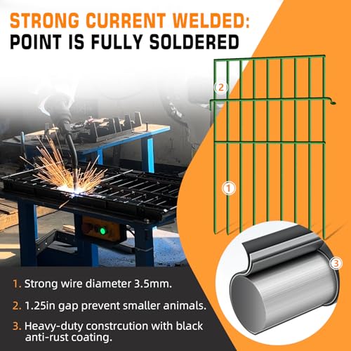 KYATE No Dig Animal Barrier Fence, 10 Panels Garden Fence 10.8ft(L) X 17in(H) 1.25 Grip Rustproof Rabbits Dog Digging Defense Blocker Under The Fence Bottom, Green