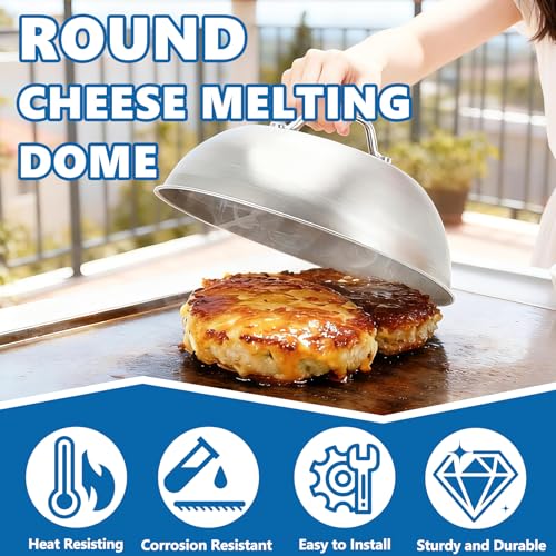 Image of SafBbcue 2 Sets Flat top Grill Accessories 12 inch Cheese Melting Dome Basting Cover for Blackstone, Pitboss, Camp Chef Steamer Pizza Oven /Wok Cover, Food Metal Dome Cover for Grill Cooking Accessories
