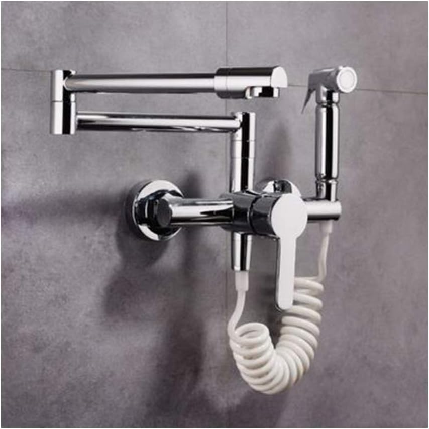 Multifunctional Bidet Sprayer with Cold and Hot Water Brass Portable Cloth Diaper Washer Shower Sprayer Set Wall Mounted Bathroom Shower Bidet Tap for Personal Hygiene, F-Chrome D