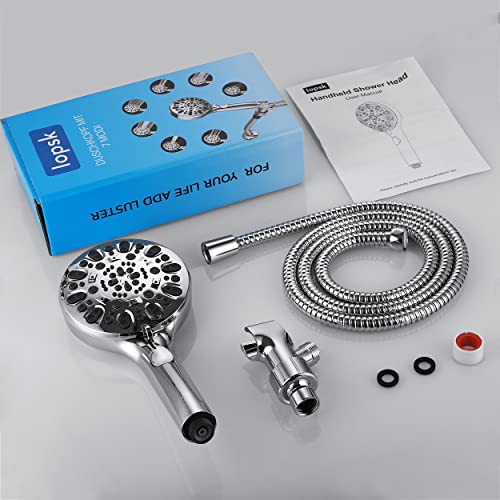 Iopsk Shower Head With Handheld Set 7 Spray High Pressure Detachable Shower Heads With Extra 60" Long Stainless Steel Hose And Adjustable Bracket-Chrome Finish Hand Held Showerhead With On/Off Switch #TOP5
