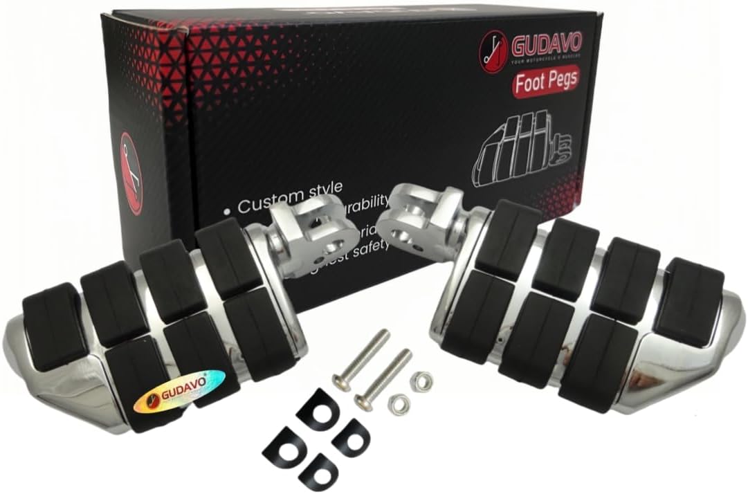 Motorcycle chrome Foot Pegs Front Foot Pedal compatible with HONDA VT SHADOW 600 DELUXE/VLX, VTX 1300C, VT 750 SHADOW, MSX 125/ GROM,GL1800 GOLD WING /F6B Aluminum driver Footpegs