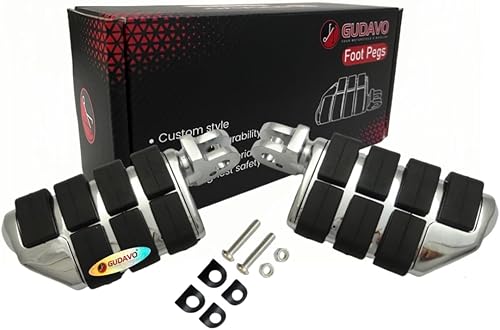 Miniatura 23 de Estriberas de aluminio cromado para motocicleta con soportes compatibles con Honda VT Shade 600 DELUXE/VLX 1996-2007 (GTW Chrome)