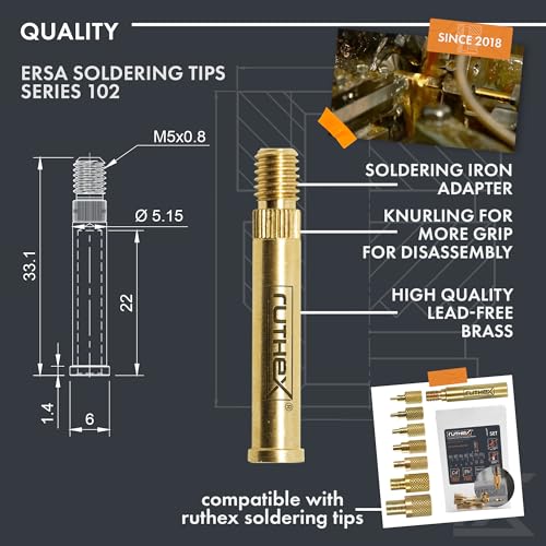 Image of ruthex 2x Soldering Tip adapter for ERSA series 832, 842 & 102 - Soldering Iron Tip compatible with ERSA Soldering Iron i-Tool Pico, PTC 70 for inserting threaded inserts in 3D printing