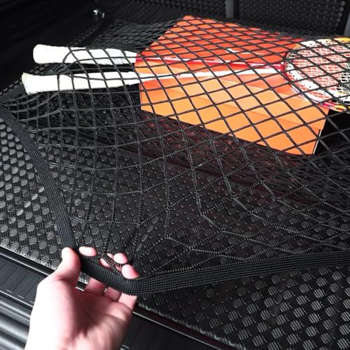 OMJMYY Kofferraumnetz Gepäcknetz Auto 80x100cm Erstreckt Sich auf 210x140cm Kofferraum Netz Aufbewahrung Netz für Kofferraum Autodach mit 4 ABS Haken für die Meisten Autos