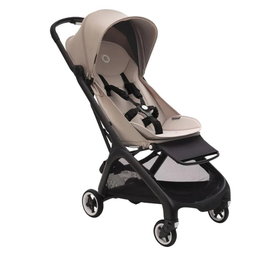 BugabooButterfly Ultra Compact Travel Pram, Small & Lightweight, One-Handed Foldable and Easy to Steer, Ergonomic City Pram for Babies from 6 Months, with Lots of Storage Space, Desert Taupe