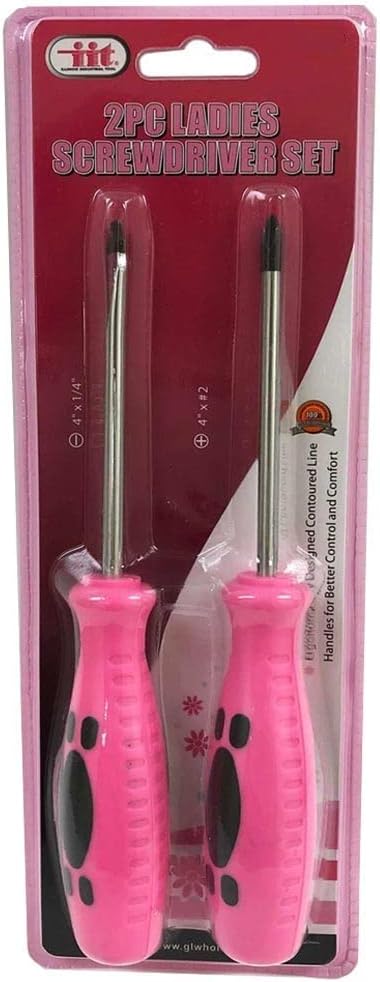 Generic 2 PC Ladies Pink Screwdriver Set - Flat & Phillips Head - Home Improvement & Furniture Assembly
