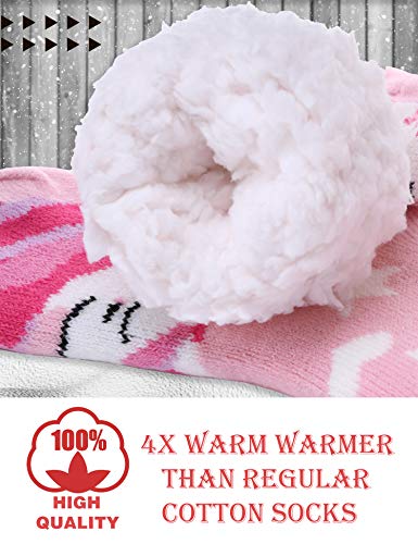 Image of MOGGEI Girls Slipper Fuzzy Socks Kids Boys Fluffy Fleece Lined Warm Plush Sherpa Winter Child Home Socks