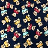 Pico Textiles Teddy Bears on Navy Fleece Fabric - 2 Yards Bolt - Style# PT1103 Blue