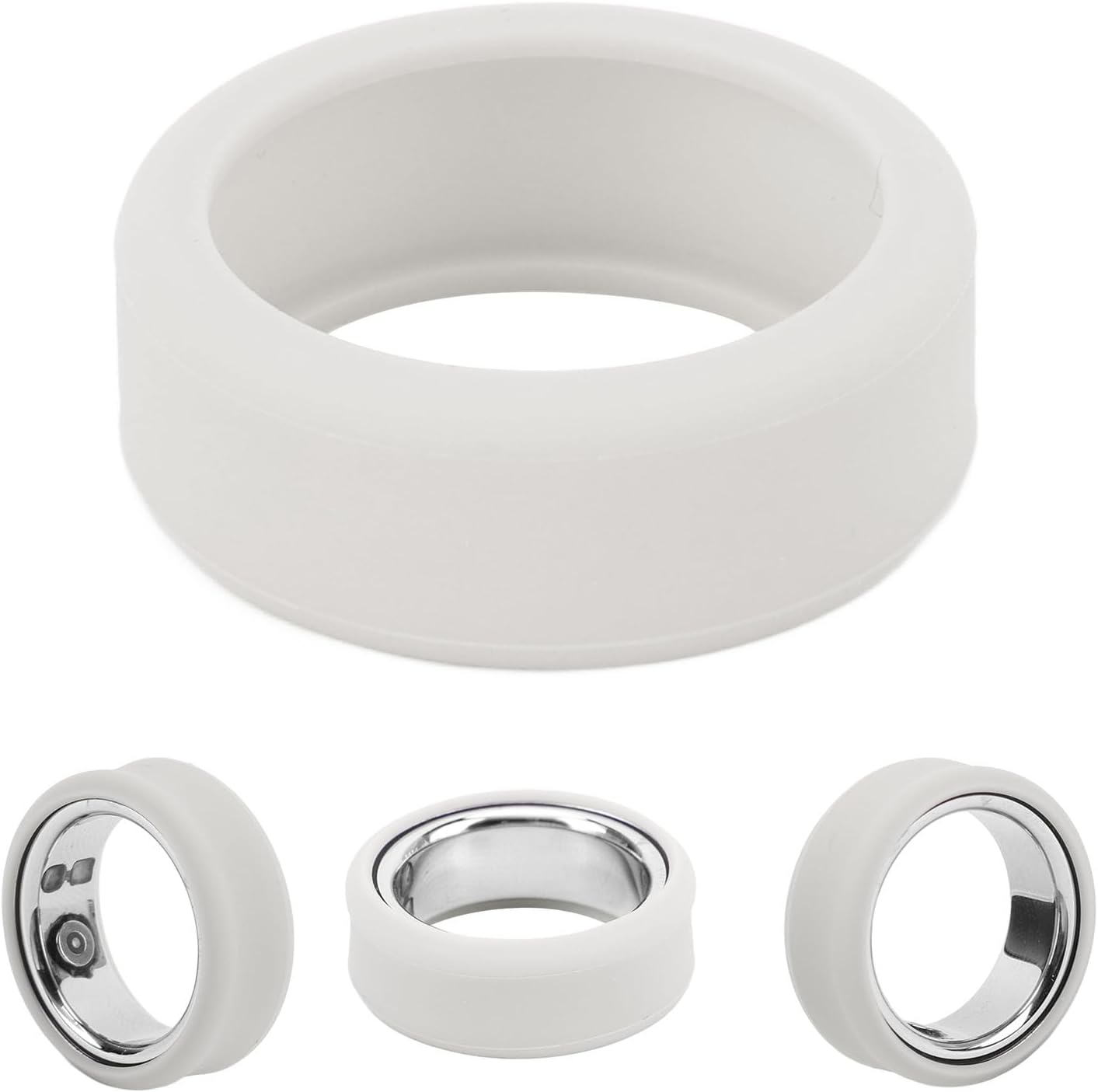 Ring Protector for Working Out, Elastic Silicone Ring Cover with Easy Installation, Silicone Elastic Case Finger Accessories Wrapper for Smart Health Ring (Gray)