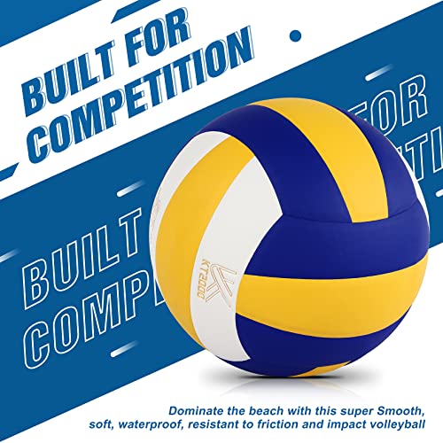 Volleyball Official Size 5 Waterproof Soft Sand Volley Balls For Kids Girls Boys Beginners Adults Men Women Indoor Outdoor Pool Beach Gym Game Training Competition Play Gift (1 Pack, Blue/Yellow) #TOP5