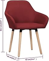 Vista 2 de Ergonomic Dining Chair Set, Wine Red Fabric Upholstered Chairs for Kitchen, Modern Dining Room Seating, Comfortable Home Furniture