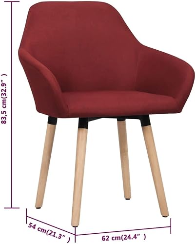 Miniatura 2 de Ergonomic Dining Chair Set, Wine Red Fabric Upholstered Chairs for Kitchen, Modern Dining Room Seating, Comfortable Home Furniture