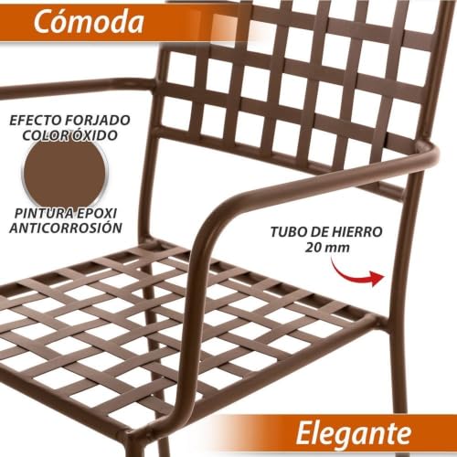 Silla de jardín Cartago resistente y duradera con brazos pack de 4 asientos para exterior 6