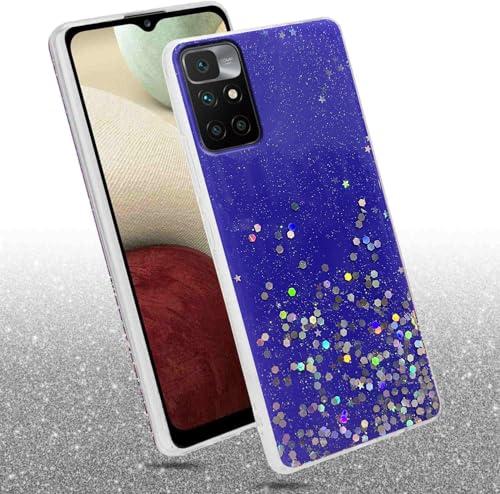 Image of VONZEE Bumper Back Cover for Redmi Note 11T 5G /Poco M4 Pro 5G Non Moving Glitter Stars Cover, for Women /Girls (TPU + Hard PC | Purple)