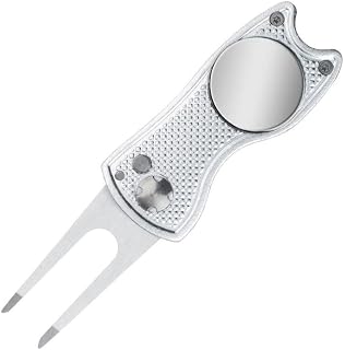 Stainless Steel Golf Divot Repair Tool with Magnetic Ball Marker Foldable Pocket Design