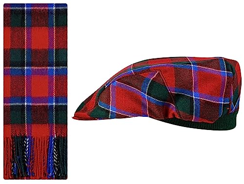 Foulard et casquette en laine d'agneau écharpe tartan écossais pour hiver