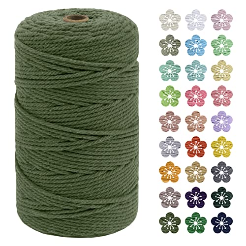LEREATI Macrame Cord 3mm x 200m, Thick Macrame Rope Natural Cotton Rope Craft String