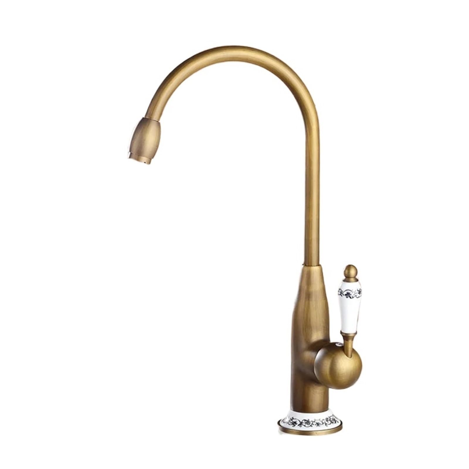 Grifo de cocina de cobre con acabado vintage rotación de 360 grados