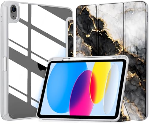Image of Robustrion Cover for iPad 11th (A16) / 10th Generation Cover Case (2025 /2022) [Pencil Holder] (Right Side) [Auto Sleep Wake], Trifold Flip Stand Case for iPad 10th Gen / 11th Generation - Marble Cloud