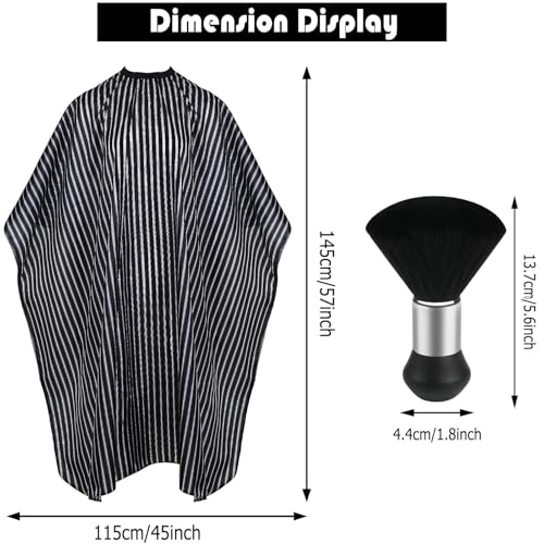 Image of FEBSNOW Barber Cape Professional Hair Cutting Cape with Neck Duster Brush | Full Coverage Haircut Apron for Adults, 47x56 inches, Adjustable Neckline, Keep Clothes Clean Dry, Home Salon Barber Supplies