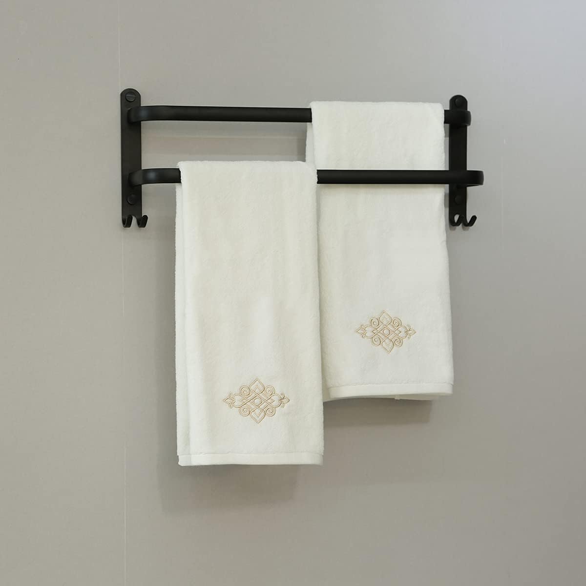 sense gnosis White Luxury Hand Towel Set of 2 Super Thick 100% Cotton Soft Highly Absorbent Embroidered Decorative Hand Towel for Bathroom Home Hotel Spa 13 x 29 Inch - Image 3