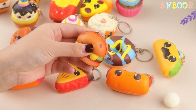 Anboor Set 16 Mini Giocattoli Squishy Kawaii A Forma Di Fast Food – Portachiavi Antistress A Lento Rimbalzo, Per Bambini E Feste