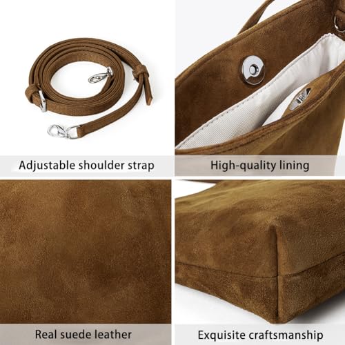 Premium Suede Leather Crossbody Purses for Women Small Shoulder Bag with Adjustable Strap Suede Hobo Bag4