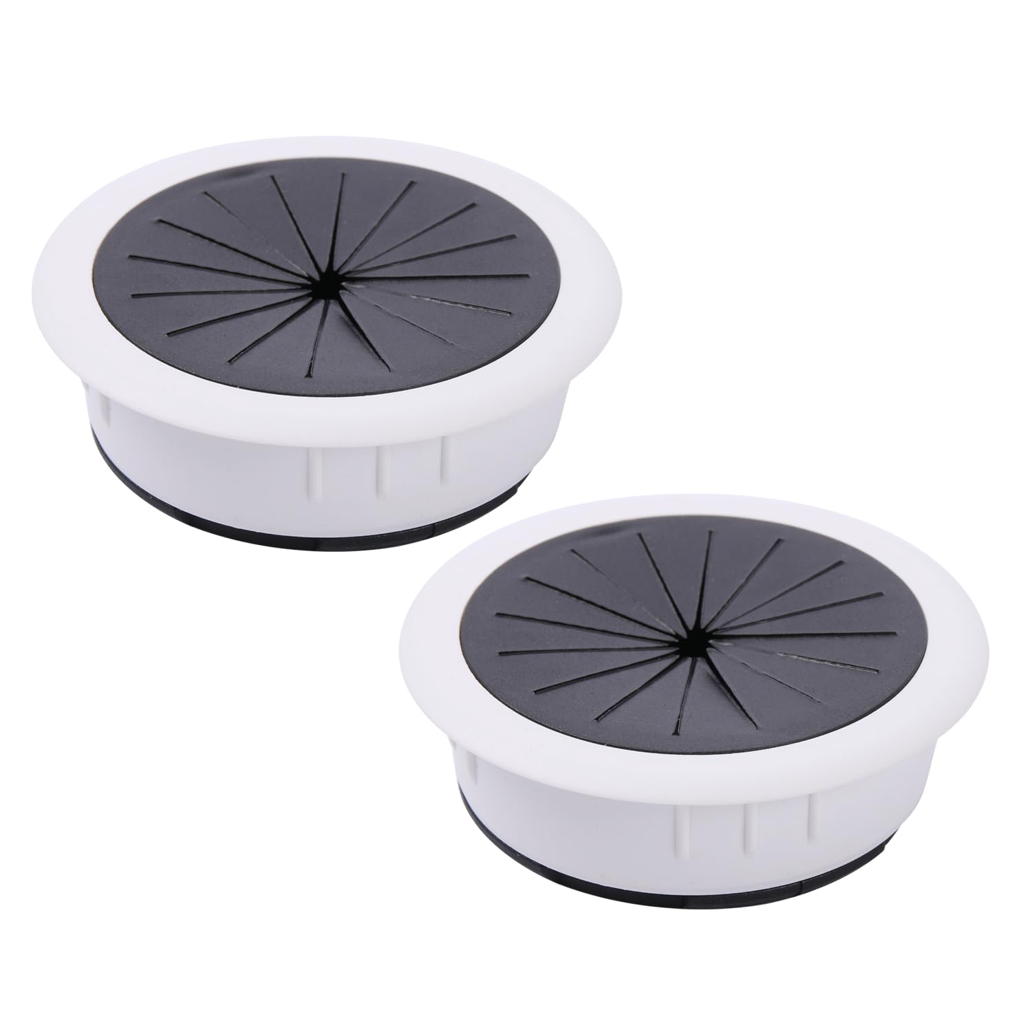2 Pack Cable Grommets, 60mm (2-3/8 Inch) White ABS Desk Cable Hole Covers,Wire Organiser for Office & Computer Desks