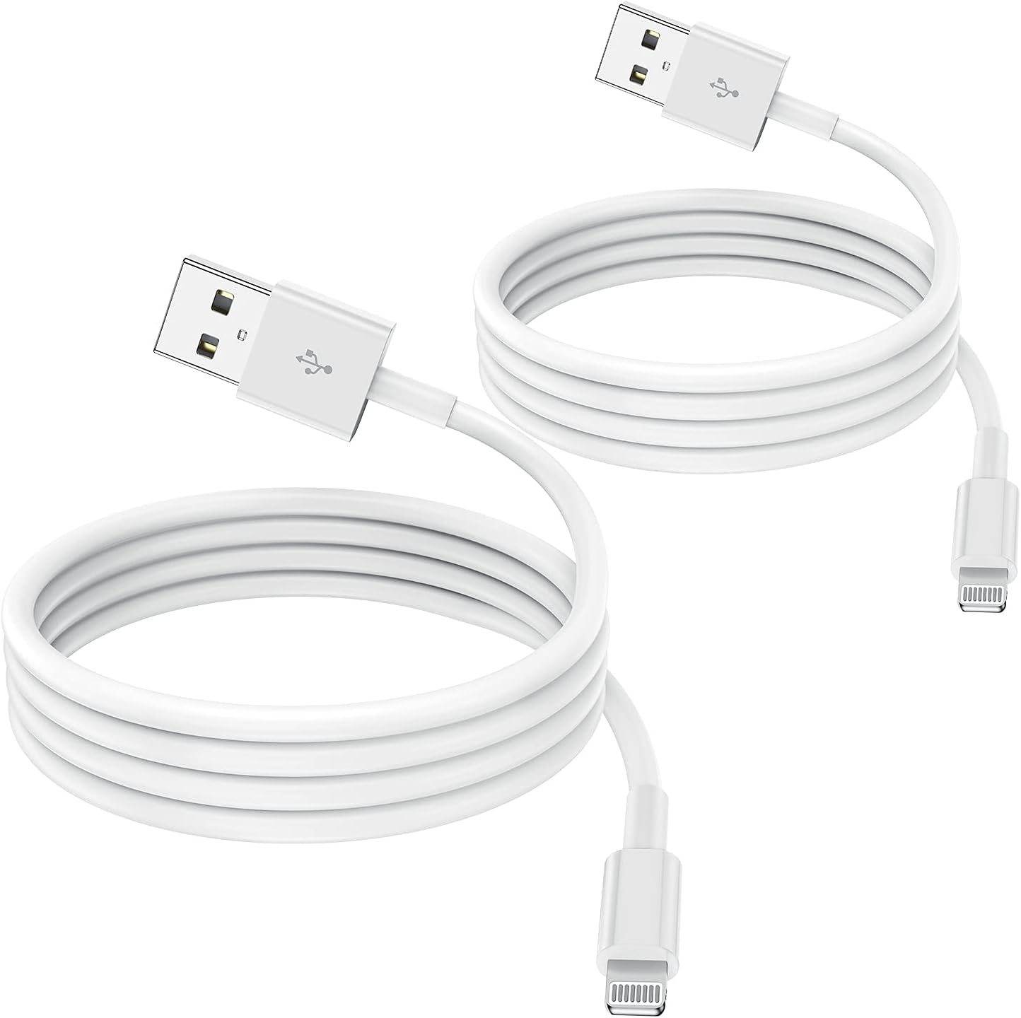 2 Pack Apple MFi Certified iPhone Charger Cable 1m, Lightning to USB Cord 2.4A Fast Charging Phone Short Cables for iPhone13/12/12 mini/ 11/11Pro/Max/X/XS/XR/XS Max/8/7/6/iPad, White