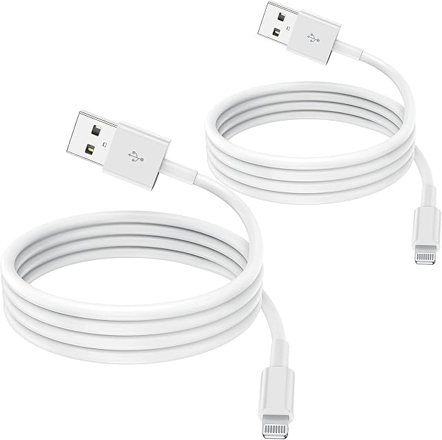 2 Pack Apple MFi Certified iPhone Charger Cable 1m, Apple Lightning to USB Cable Cord 1m, 2.4A Fast Charging Apple Phone Short Cables for iPhone13/12/12 mini/ 11/11Pro/Max/X/XS/XR/XS Max/8/7/6/iPad