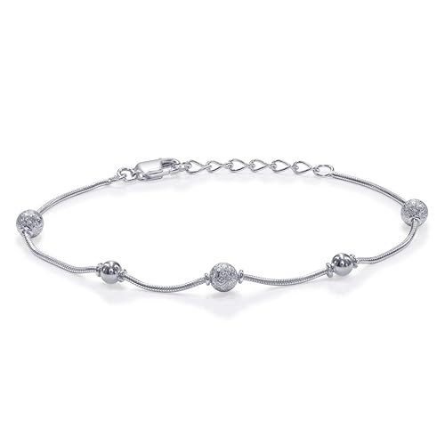925 Sterling Silver Frosted Silver Balls for Women BR1805F