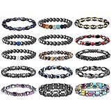 Dochais 15 Stück Magnet Hämatit Armband Set, Energie Armbänder, Evil Eye Armband Set...