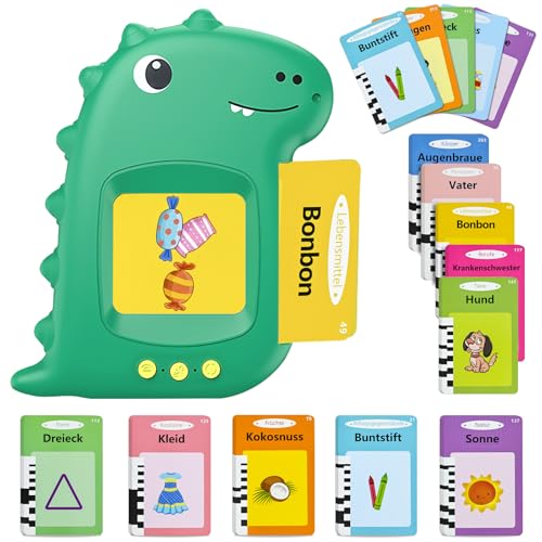 Ulikey Sprechende Lernkarten Lernspielzeug, Deutsch Flash-Karten Kinderspielzeug, Kleinkinder Vorschul Interaktives Sprachförderung Spielzeug Geschenk Deutsch Lernen 112 Blätter 224 Wörter