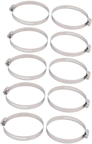 X-DREE 80mm to 100mm Dia Range Metal German Type Hose Clamp Hoop Silver Tone 10pcs(80 mm a 100 mm Dia Rango de metal Tipo alemán Abrazadera de