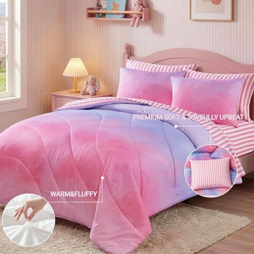 Image of Twin XL Comforter Set with Sheets for Girls-5 Pieces Twin Bedding Sets | Soft Ombre Comforter with Pillowcases & Shams, 66 inch X 86 inch