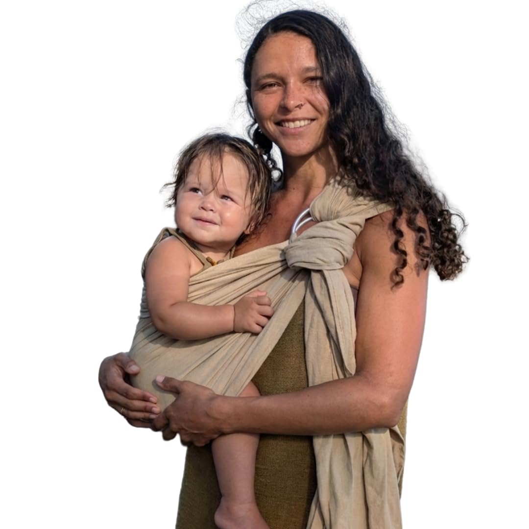 Organic Baby Ring Sling Carrier – Boho Hemp & Eucalyptus Wrap for Newborn to Toddler – Non-Toxic, ASTM-Certified, Ergonomic, Gift Box Included – Sonoran Sand