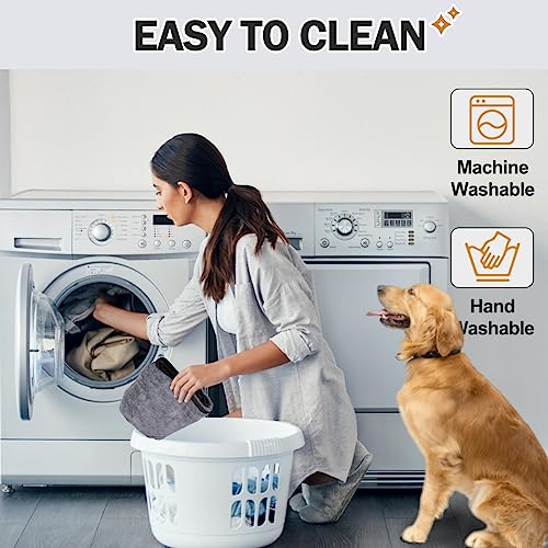 HezzLuv Bademantel für Hunde, Hundebademantel aus Mikrofaser für mittlere und große Hunde, super saugfähiger Haustier Trockenmantel, ganzjahres schnell trocknendes Hundehandtuch (Grau,M)