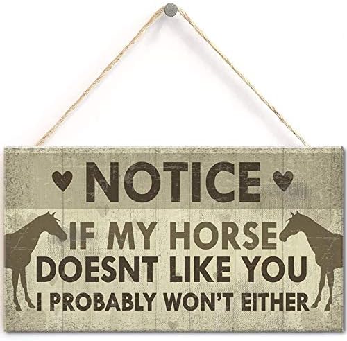 Funny Horse Gifts for Women Hanging Sign Horse Gifts for Girls Horse Accessories Cute Country Home Accessory Gift Sign for Horse Lovers 12" X 6'' (Navy-183) image 2