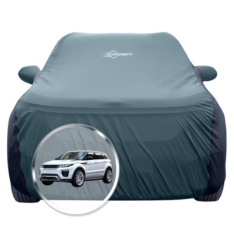 Image of NEODRIFT 'SuperTech' Car Cover for Range Rover Evoque (100% Water-Resistant, All Weather Protection, Tailored Fit, Multi-Layered & Breathable Fabric) (Colour: D.Green+Black)