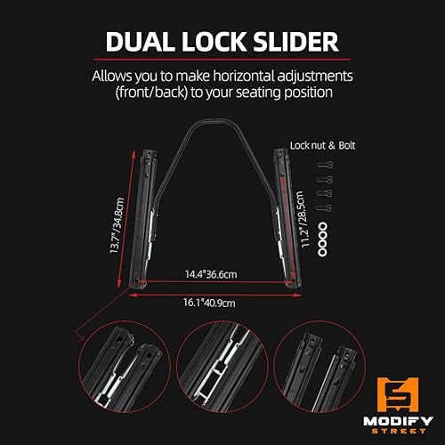 Modifystreet Universal Black+Red Mesh Pvc Reclinable Racing Seats Pair #TOP6