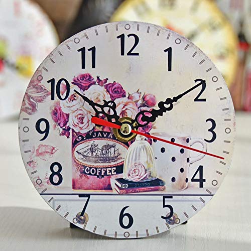 Horloge murale ronde en bois de 12,7 cm, silencieuse, sans tic-tac, à quartz, fonctionne à piles, pour bureau, cuisine, chambre à coucher, salle de classe et salon (12,7 cm) Cover