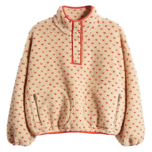 Hixiaohe Fleece Sweatshirt for Women Winter Long Sleeve High Neck Fuzzy Sherpa Pullover Jacket Warm Outerwear with Pockets - Image 6