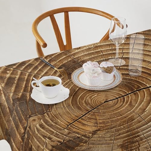 Nappe texturée à grain de bois en lin lavable, idéale pour intérieur et extérieur - 4