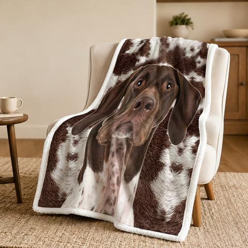 BlessLiving German Shorthaired Brown Throw Blanket with Large Dog Pattern