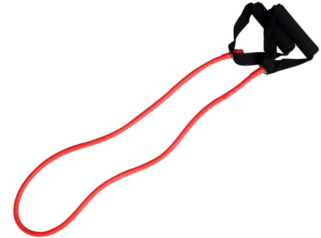 Toweter Pilates Fitness-Tube Elastica di Resistenza per Fitness con Maniglie (Rosso)