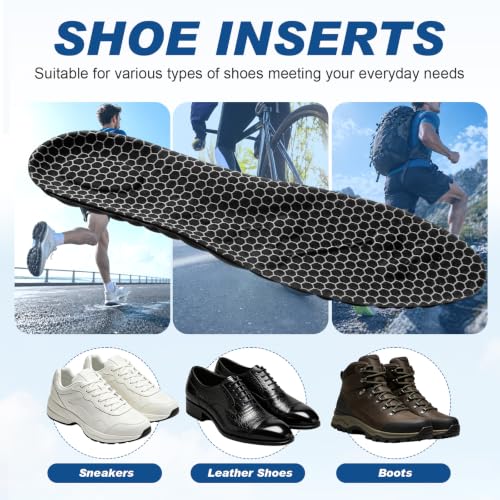 Image of Skicuff 8 Pairs 4D Cloud Insoles for Men Women, Soft Inserts Foam Cushioned Insoles Breathable Anti-Fatigue Inserts for Pain Relief, Sports Walking, Trim to Fit (Men,US 7.5-10.5,All Black)