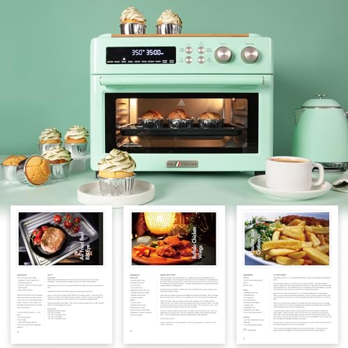 Image of VAL CUCINA Retro 26.3 QT Infrared Heating Air Fryer Toaster Oven, Large Countertop Convection Oven 10-in-1 Combo, 6-Slice Toast, Enamel Baking Pan Easy Clean with Recipe Book