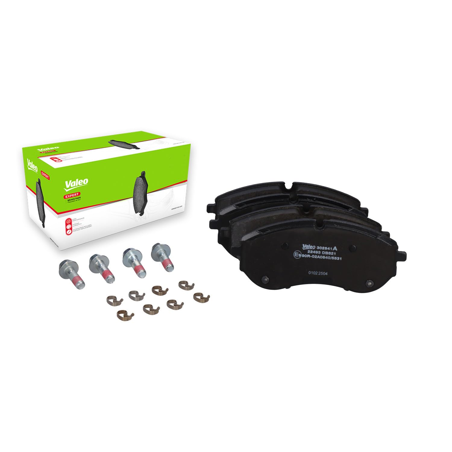 VALEO Klocki hamulcowe Expert 302541A, Zestaw 4 klocków, Oś przednia, W pełni wyposażone w akcesoria - Certyfikat ECE-R90