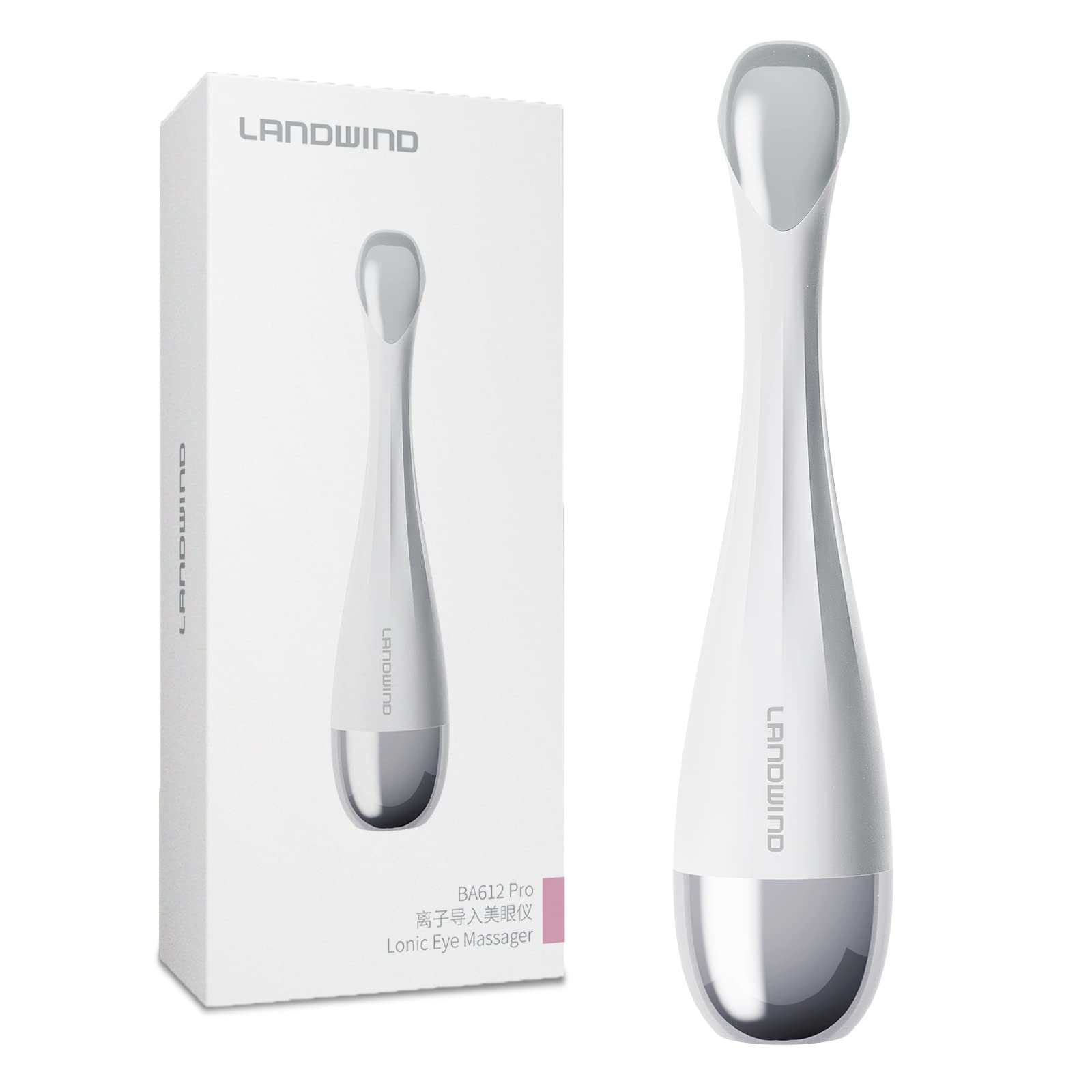 LANDWINDEye & Face Massage Wand Electric, 107℉ Heat Compress to Enhance Product Absorption & Remove Swelling, Vibration to Relieve Eye Fatigue, Smart Devices Anti Aging/Dark Circles (White)