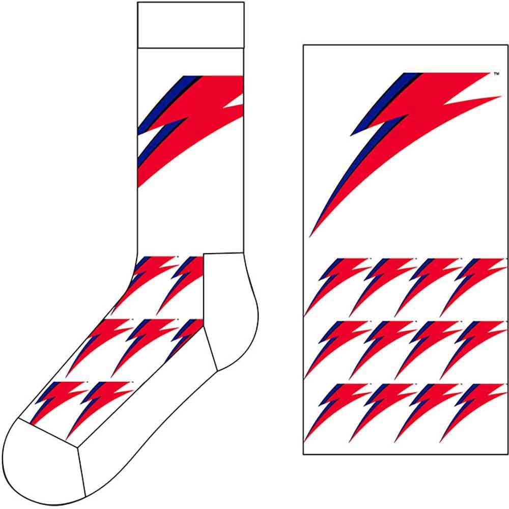 David Bowie Unisex Ankle Socks Flash (White) (UK Size 7-11) Official